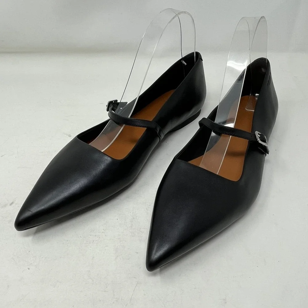 VAGABOND Hermine Womens 10 Black Leather Mary Jane Pointed Toe Flats 5533-001-20
